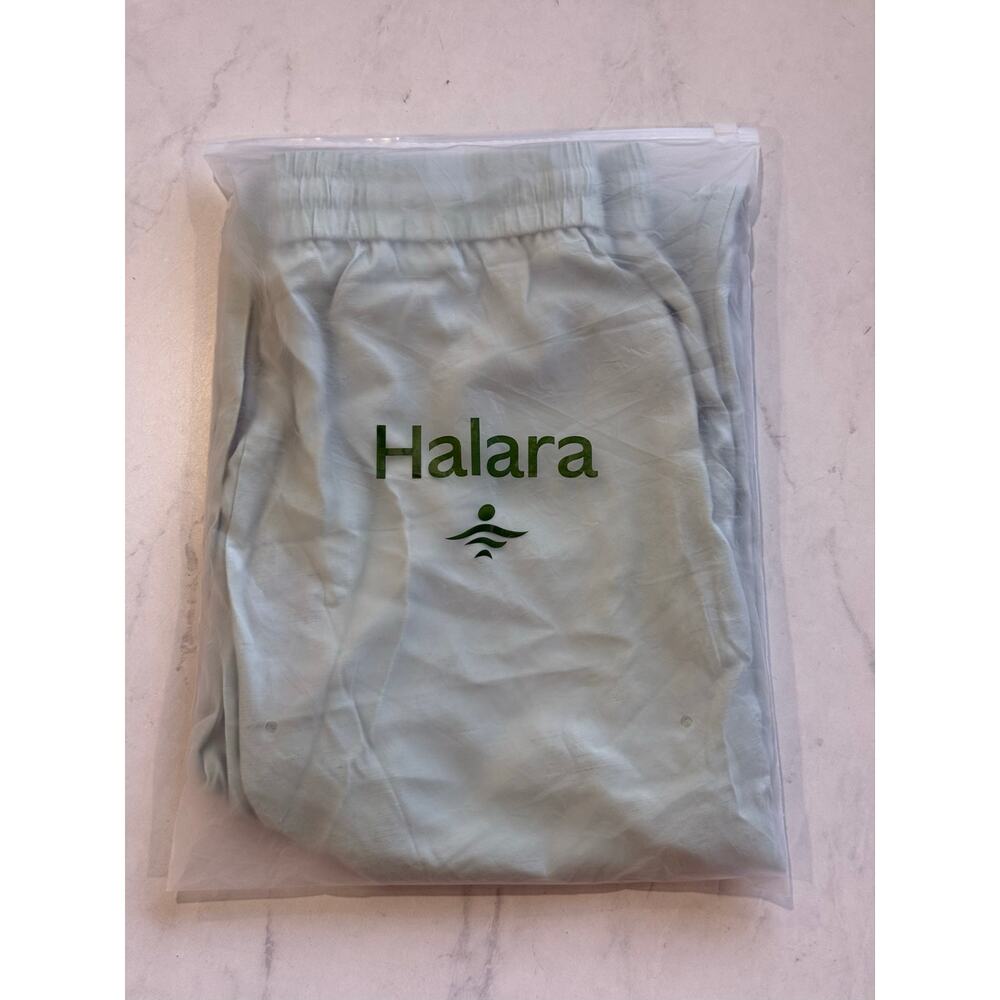 Halara Linen Blend Wide Leg Pants Seafoam M Tall High Rise Drawstring NWT - Picture 9 of 9